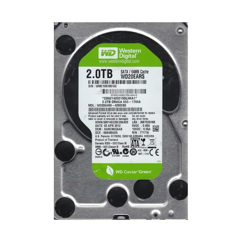 WD20EARS-42S0XB0 - Western Digital 2TB 5400RPM SATA 3Gb/s 3.5-in HDD