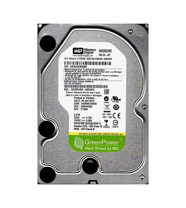 WD20EURS-63S48Y0 - Western Digital 2TB 5400RPM SATA 3Gb/s 3.5-in HDD