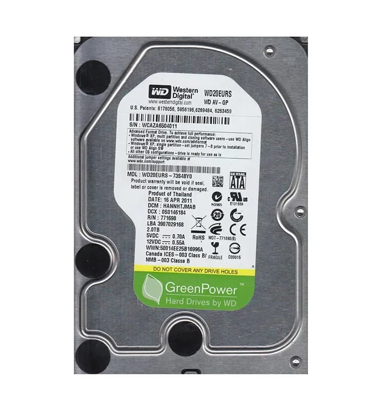 WD20EURS-73S48Y0 - Western Digital 2TB 7200RPM SATA 3Gb/s 3.5-in HDD