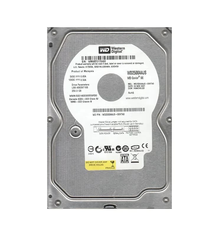 WD2500AAJS-00VTA0 - WD 250GB 7200RPM SATA 3Gb/s 3.5-in HDD