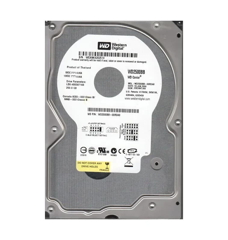 WD2500BB-00RDA0 - WD Caviar 250GB 7.2K EIDE 2MB Cache (512) 3.5" HDD