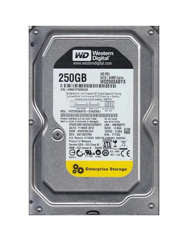 WD2503ABYX-01WERA1 - WD 250GB 7200RPM SATA 3Gb/s 3.5-in HDD