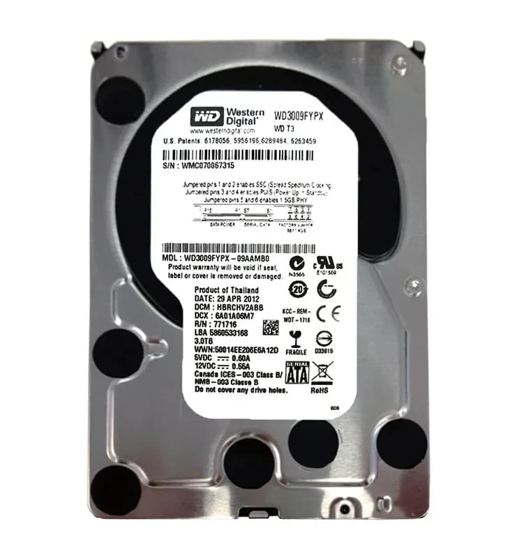 WD3009FYPX-09AAMB0 - Western Digital 3TB 5400RPM SATA 6Gb/s 3.5-in HDD