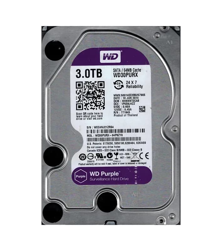 WD30PURX-64P6ZY0 - Western Digital 3TB 5400RPM SATA 6Gb/s 3.5-in HDD