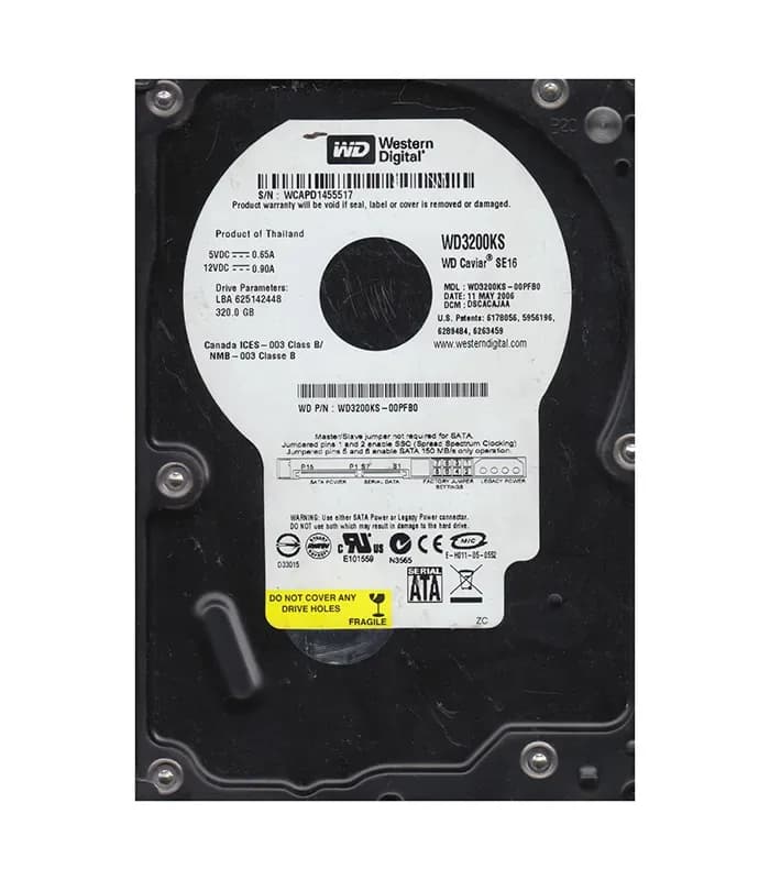 WD3200KS-00PFB0 - WD 320GB 7200RPM SATA 3Gb/s 3.5-in HDD