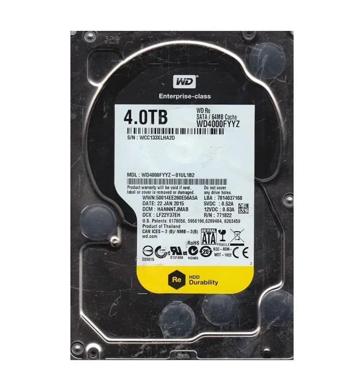 WD4000FYYZ-01UL1B2 - WD 4TB 7200RPM SATA 6Gb/s 3.5-in HDD