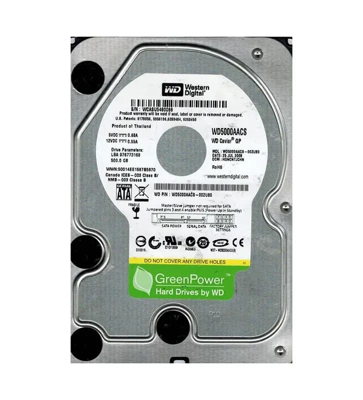 WD5000AACS-00ZUB0 - WD 500GB 7200RPM SATA 3Gb/s 3.5-in HDD