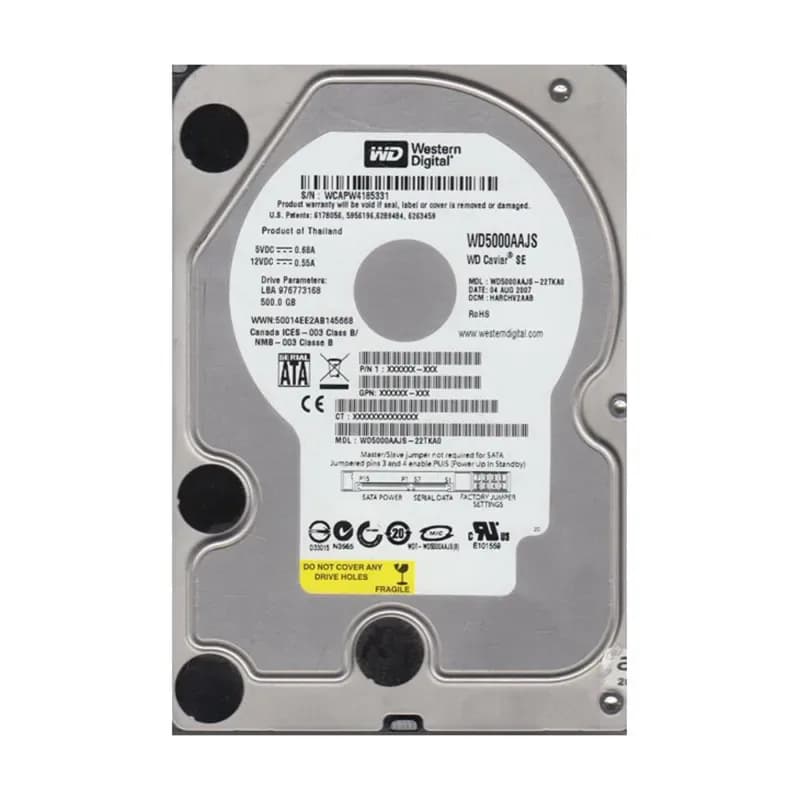 WD5000AAJS-22TKA0 - WD 500GB 7200RPM SATA 3Gb/s 3.5-in HDD