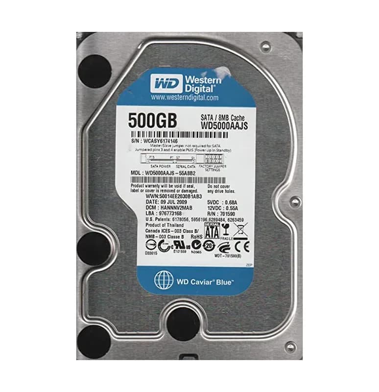 WD5000AAJS-55A8B2 - WD 500GB 7200RPM SATA 3Gb/s 3.5-in HDD