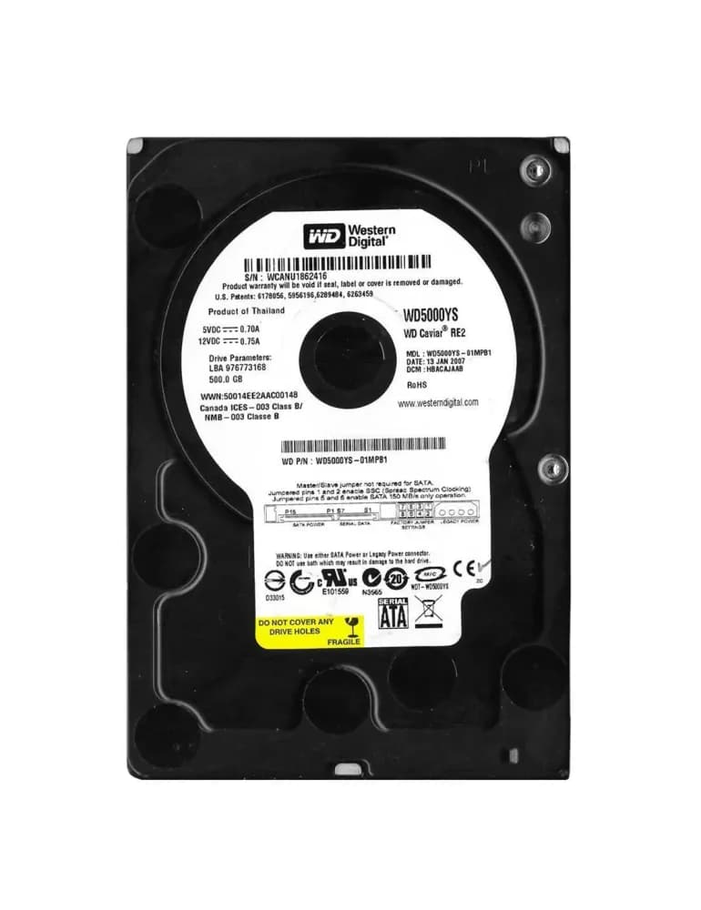 WD5000YS-01MPB1 - Western Digital 500GB 7200RPM SATA 3Gb/s 3.5-in HDD