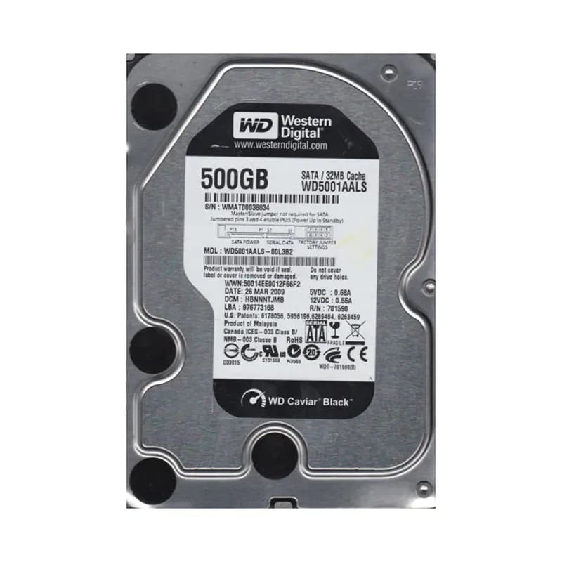 WD5001AALS-00L3B2 - WD 500GB 7200RPM SATA 3Gb/s 3.5-in HDD