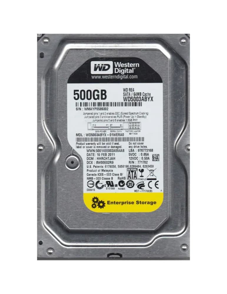 WD5003ABYX-01WERA0 - WD 500GB 7200RPM SATA 3Gb/s 3.5-in HDD