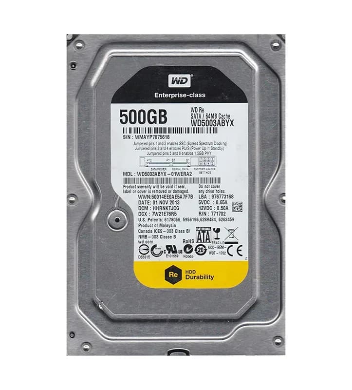 WD5003ABYX-01WERA2 - WD 500GB 7200RPM SATA 3Gb/s 3.5-in HDD