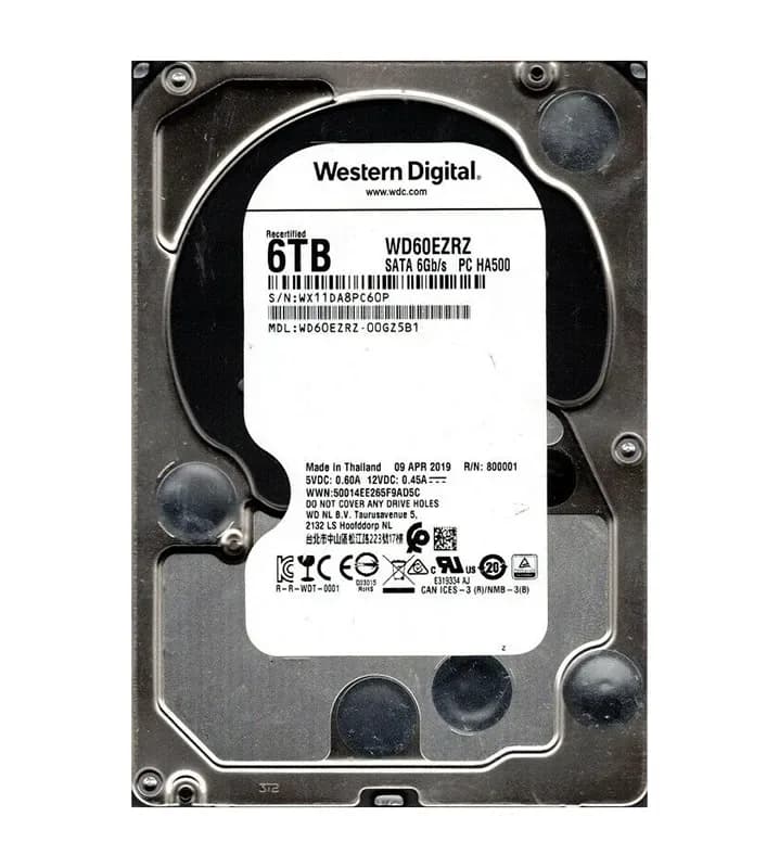 WD60EZRZ-00GZ5B1 - Western Digital 6TB 5400RPM SATA 6Gb/s 3.5-in HDD