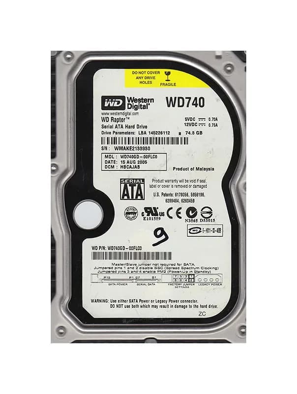 WD740GD-00FLC0 - Western Digital 74GB 10K RPM SATA 1.5Gb/s 3.5-in HDD