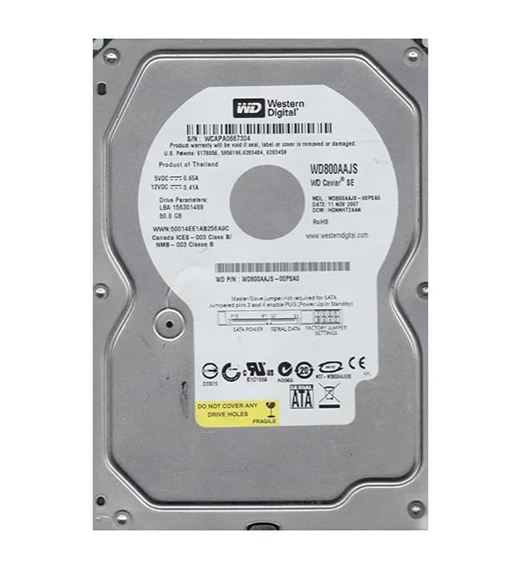 WD800AAJS-00PSA0 - Western Digital 80GB 7200RPM SATA 3Gb/s 3.5-in HDD