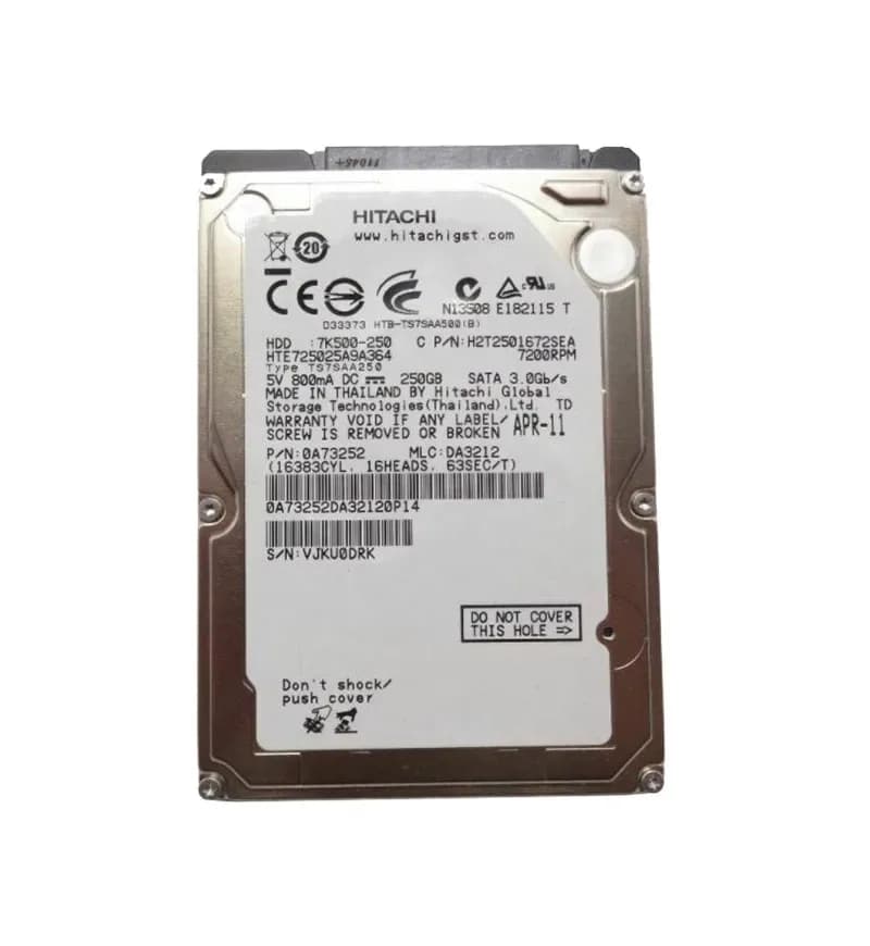 0A73252 - Hitachi 250GB 7200RPM SATA 3Gb/s 2.5-in Hard Drive