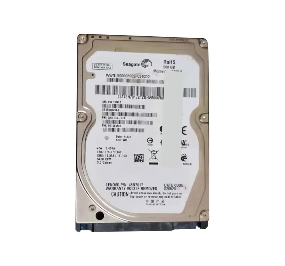 45N7017 - Lenovo 500GB 5400RPM SATA 3Gb/s 8MB Cache 2.5" Hard Drive