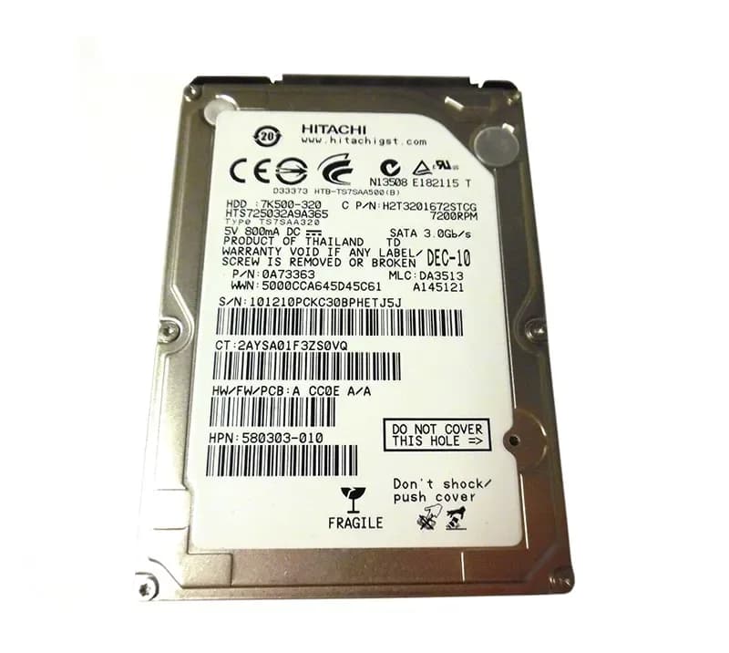 580303-010 - HP 320GB 7200RPM SATA 3Gb/s 2.5-in Hard Drive