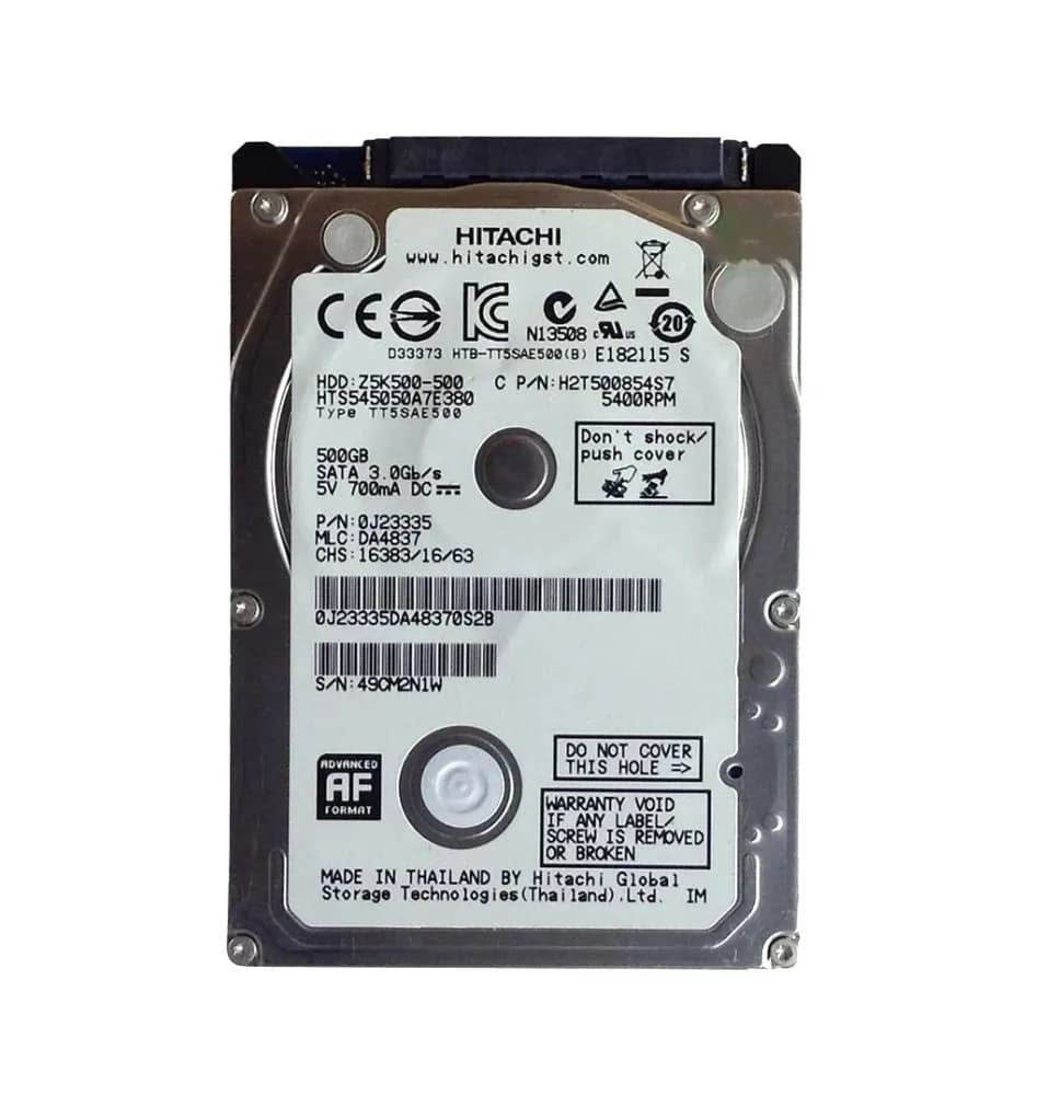 H2T500854S7 - HGST 500GB 5400RPM SATA 3Gb/s 2.5-in Hard Drive