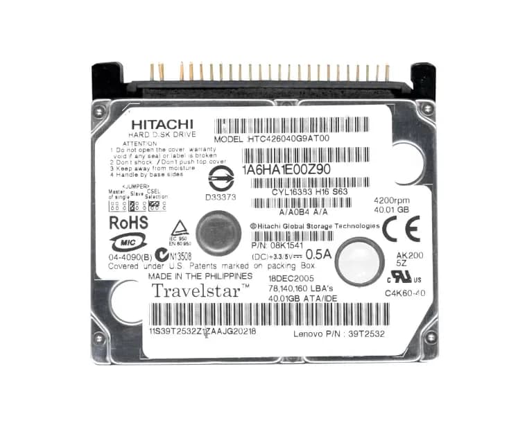 HTC426040G9AT00 - Hitachi 40GB 4200RPM ATA/100 1.8-inch Hard Drive