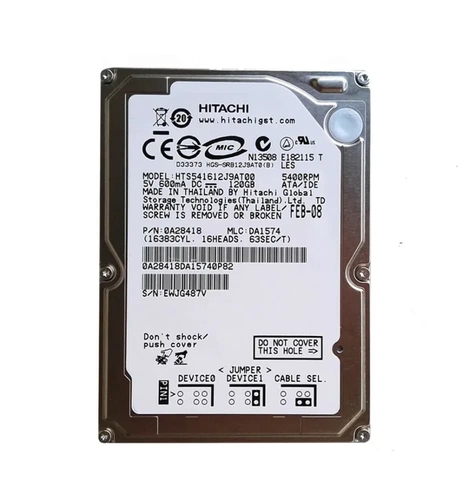 HTS541612J9AT00 - Hitachi 120GB 5400RPM ATA/100 2.5-inch Hard Drive