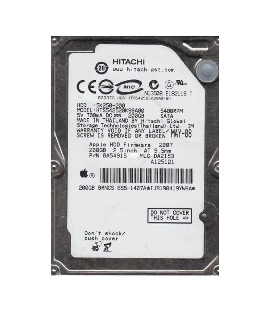 HTS542520K9SA00 - Hitachi 200RPMGB 5400RPM SATA 1.5Gb/s 2.5-in HDD