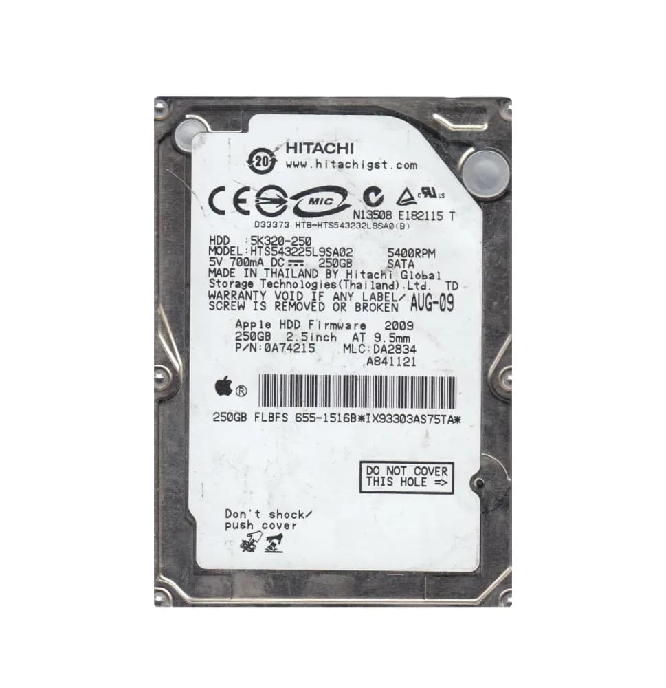 HTS543225L9SA02 - Hitachi 250GB 5400RPM SATA 1.5Gb/s 2.5-in Hard Drive