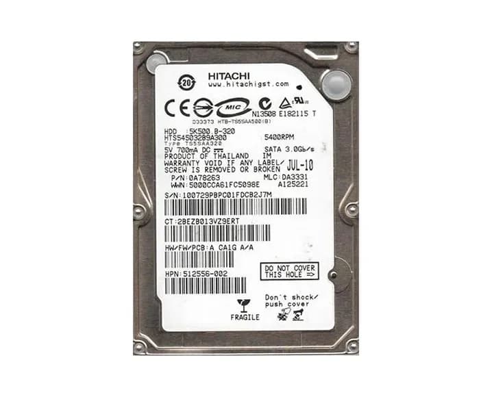 HTS545032B9A300 - Hitachi 320GB 5400RPM SATA 3Gb/s 2.5-in Hard Drive