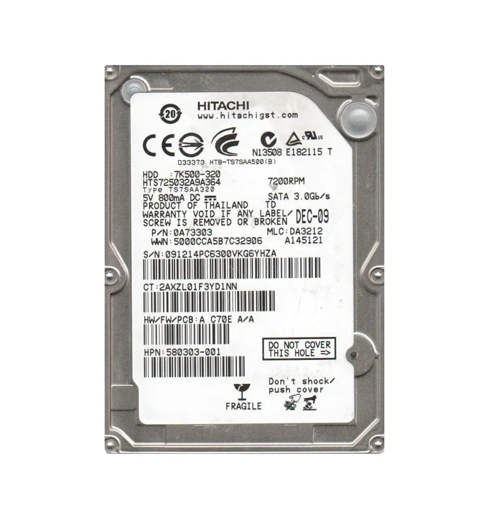 HTS725032A9A364 - Hitachi 320GB 7200RPM SATA 3Gb/s 2.5-in Hard Drive