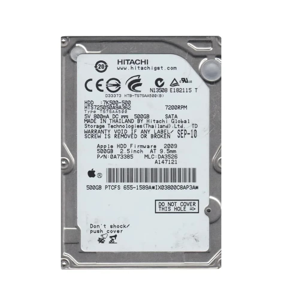 HTS725050A9A362 - Hitachi 500GB 7200RPM SATA 3Gb/s 2.5-in Hard Drive