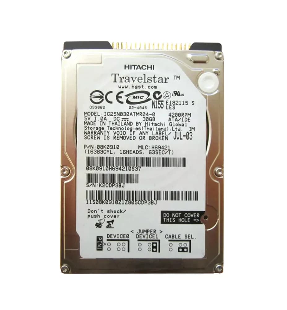 IC25N030ATMR04-0 - Hitachi 20GB 4200RPM ATA/100 2.5-inch Hard Drive
