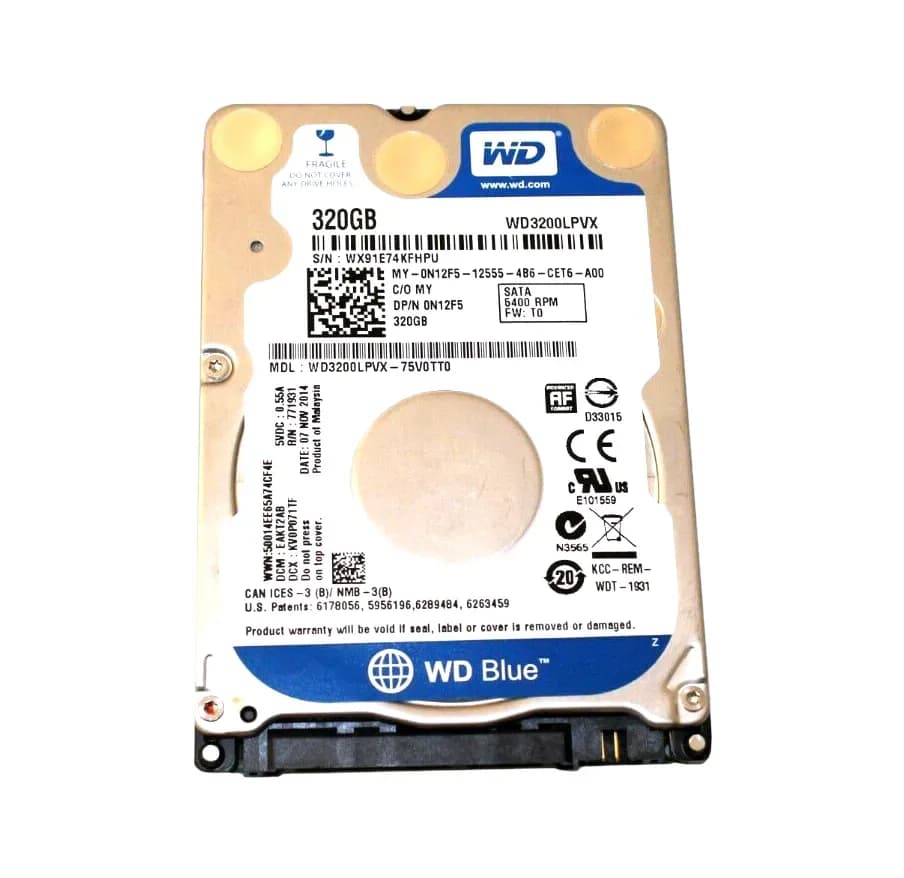 N12F5 - Dell 320GB 5400RPM SATA 6Gb/s 2.5-in Hard Drive
