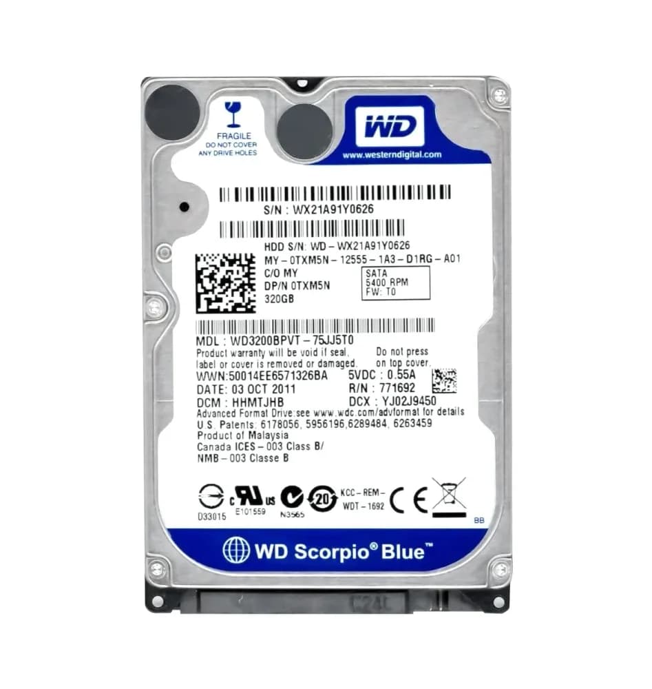 TXM5N - Dell 320GB 5400RPM SATA 3Gb/s 2.5-in Hard Drive