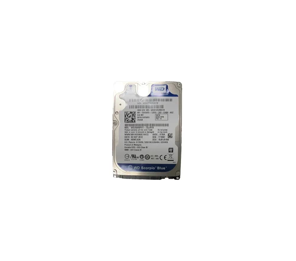 VXWV3 - Dell 250GB 5400RPM SATA 3Gb/s 2.5-in Hard Drive