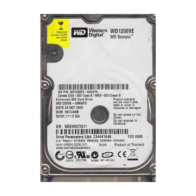 WD1200VE-00KWT0 - WD Scorpio 120GB 5400RPM EIDE 2.5" Hard Drive