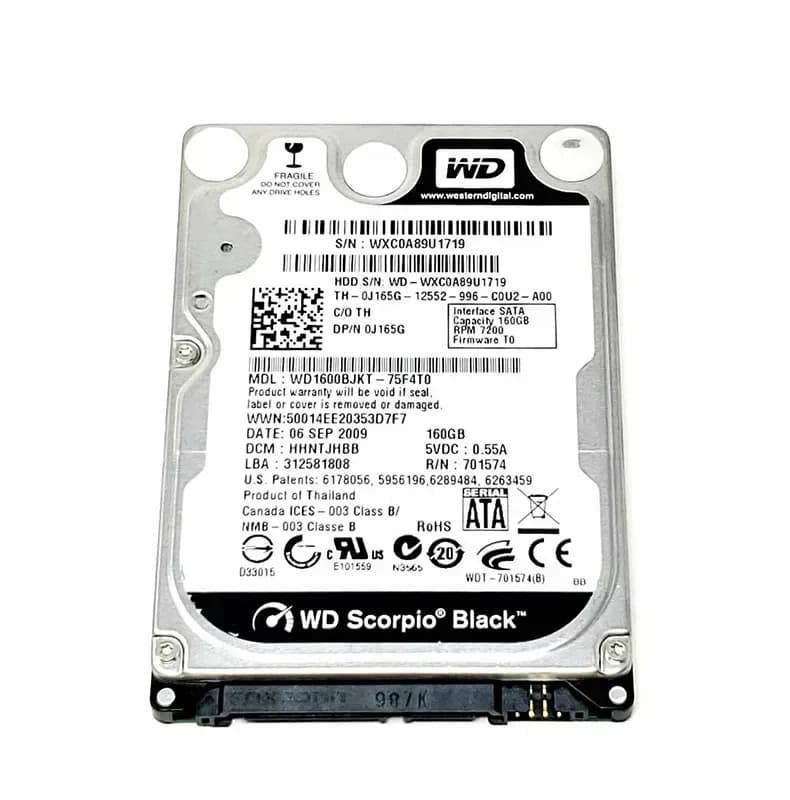 WD1600BJKT-75F4T0 - WD 160GB 7200RPM SATA 3Gb/s 2.5-in HDD