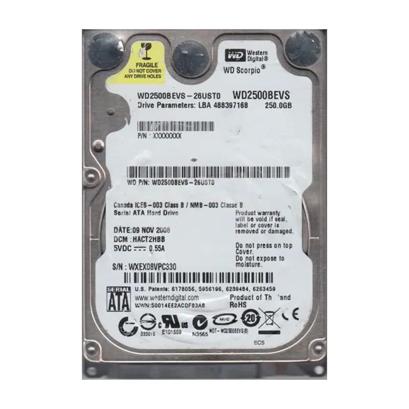WD2500BEVS-26UST0 - WD 250GB 5400RPM SATA 1.5Gb/s 2.5-in HDD