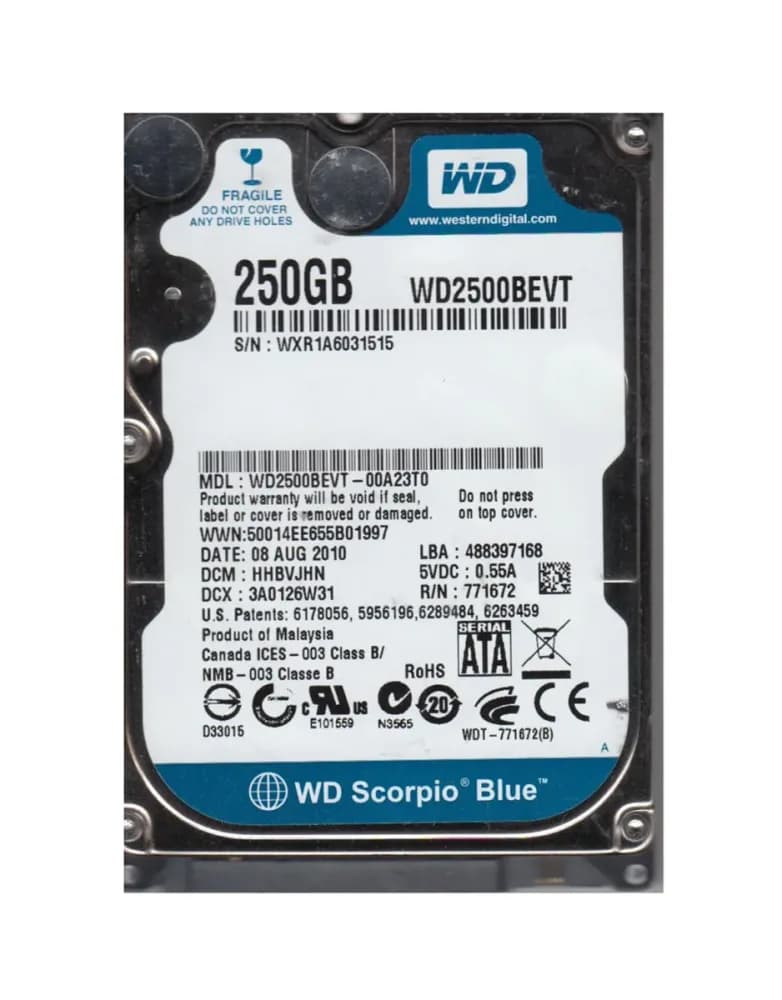 WD2500BEVT - WD 250GB 5400RPM SATA 3Gb/s 2.5-in HDD