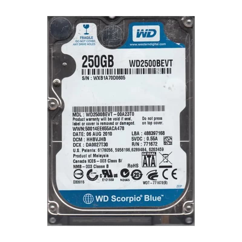 WD2500BEVT-00A23T0 - WD 250GB 5400RPM SATA 3Gb/s 2.5-in HDD