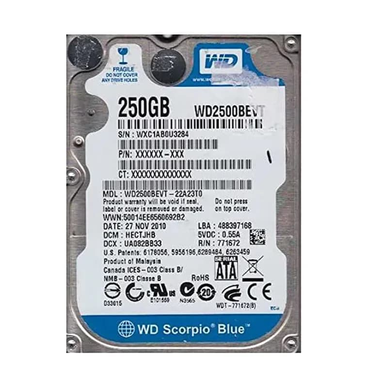 WD2500BEVT-22A23T0 - WD 250GB 5400RPM SATA 3Gb/s 2.5-in HDD