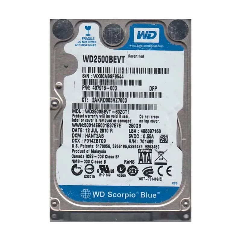 WD2500BEVT-60ZCT1 - WD 250GB 5400RPM SATA 3Gb/s 2.5-in HDD
