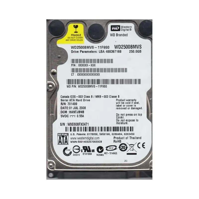 WD2500BMVS-11F9S0 - WD 250GB 5400RPM SATA 3Gb/s 2.5-in HDD