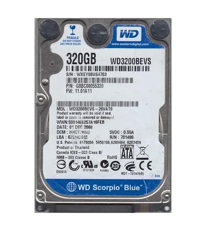 WD3200BEVS - WD 320GB 5400RPM SATA 1.5Gb/s 2.5-in HDD