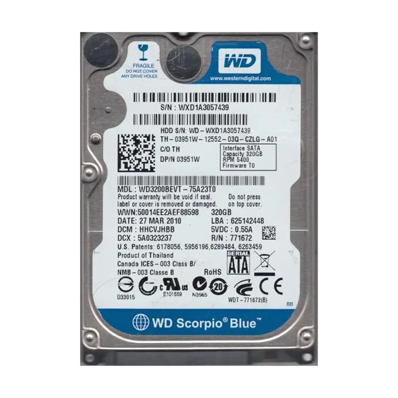 WD3200BEVT-75A23T0 - WD 320GB 5400RPM SATA 3Gb/s 2.5-in HDD