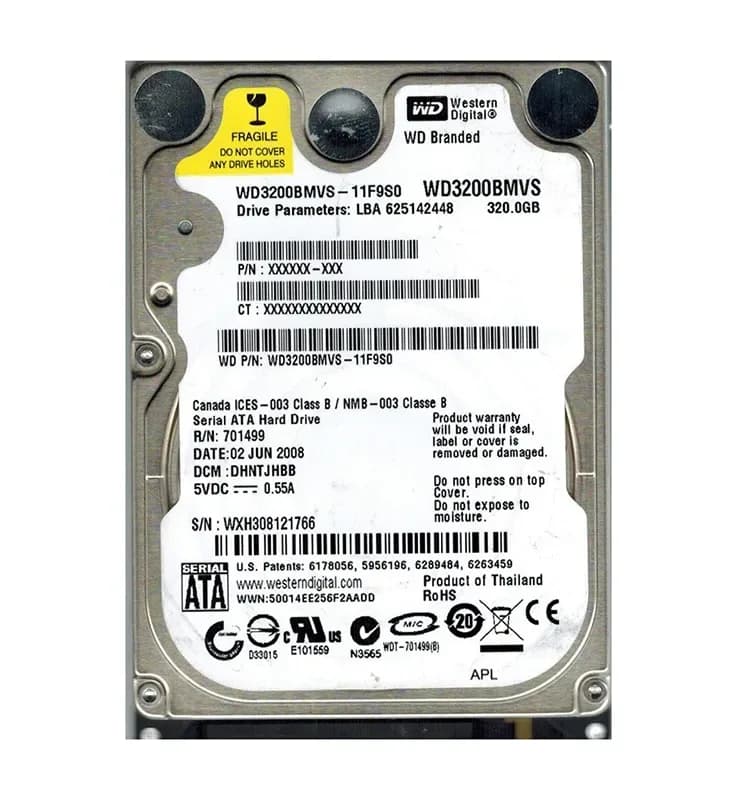 WD3200BMVS-11F9S0 - WD 320GB 5400RPM SATA 3Gb/s 2.5-in HDD