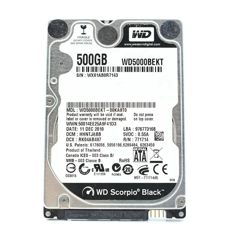 WD5000BEKT - WD 500GB 7200RPM SATA 3Gb/s 2.5-in HDD