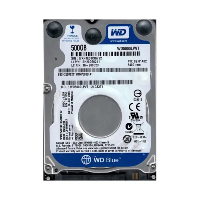 WD5000LPVT-24G33T1 - WD 500GB 5400RPM SATA 3Gb/s 2.5-in HDD