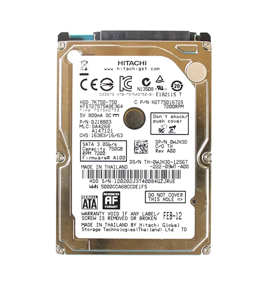WJH3D - Dell 750GB 7200RPM SATA 3Gb/s 2.5-in Hard Drive