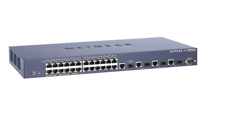 FSM7328S - Netgear Prosafe FSM7328S 24 x RJ-45 Ports 10/100Base-TX + 4 x SFP Ports Layer 3 Managed Stackable Fast Ethernet Network Switch